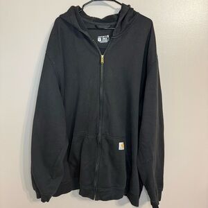 Carhartt Black Loose Fit Sweatshirt Hoodie Jacket Full Zip Pocket Men’s 3XL Tall